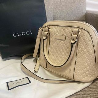 グッチ(Gucci)のGUCCI ハンドバッグ GGレザー グッチ 2WAY ハンドバッグホワイト(ショルダーバッグ)