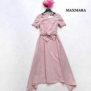 マックスマーラ(Max Mara)の【MAXMARA】未使用＊フレアロングワンピース　半袖　アシンメトリー　ピンク(ロングワンピース/マキシワンピース)