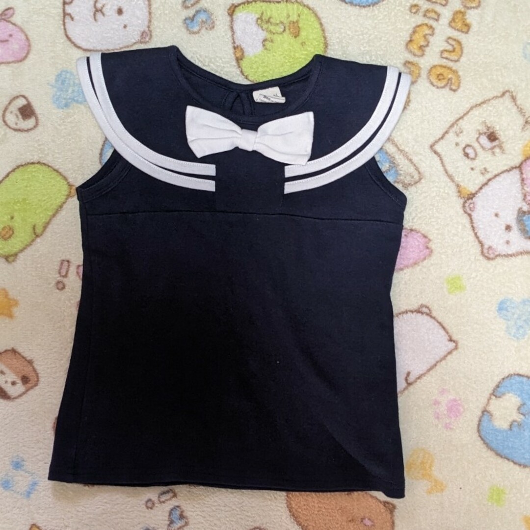 韓国子供服Bee　ノースリーブ　セーラー　ネイビー　120センチ キッズ/ベビー/マタニティのキッズ服女の子用(90cm~)(Tシャツ/カットソー)の商品写真