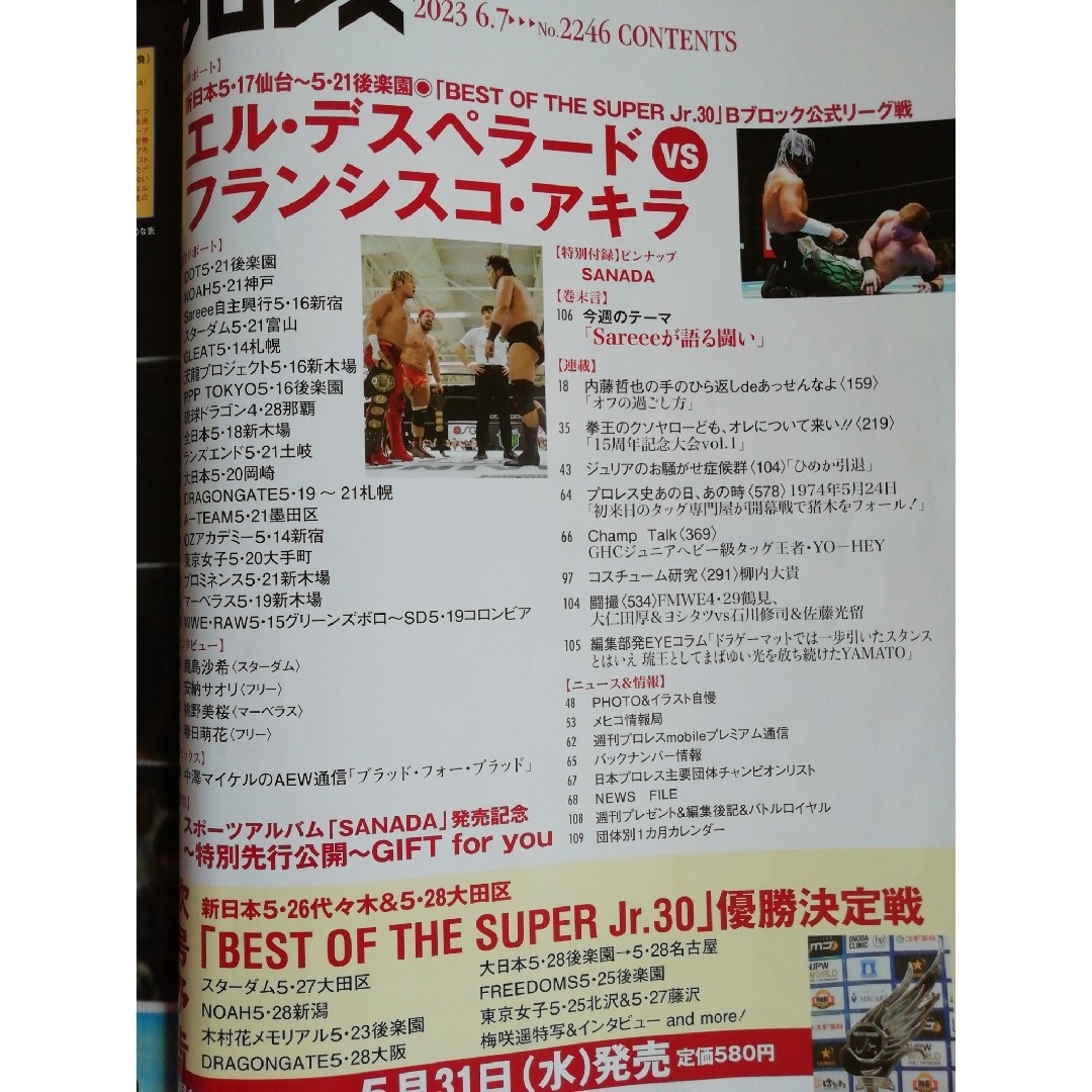 週刊 プロレス 2023年 5/24号、5/31号、6/7号　３冊セット エンタメ/ホビーの雑誌(趣味/スポーツ)の商品写真