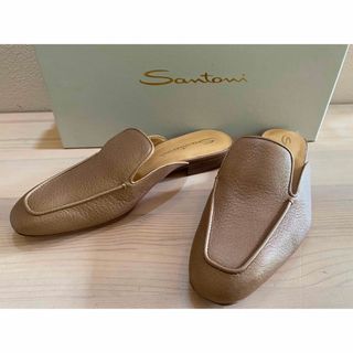 新品 SANTONI レザーミュール フラットシューズ サントーニ-