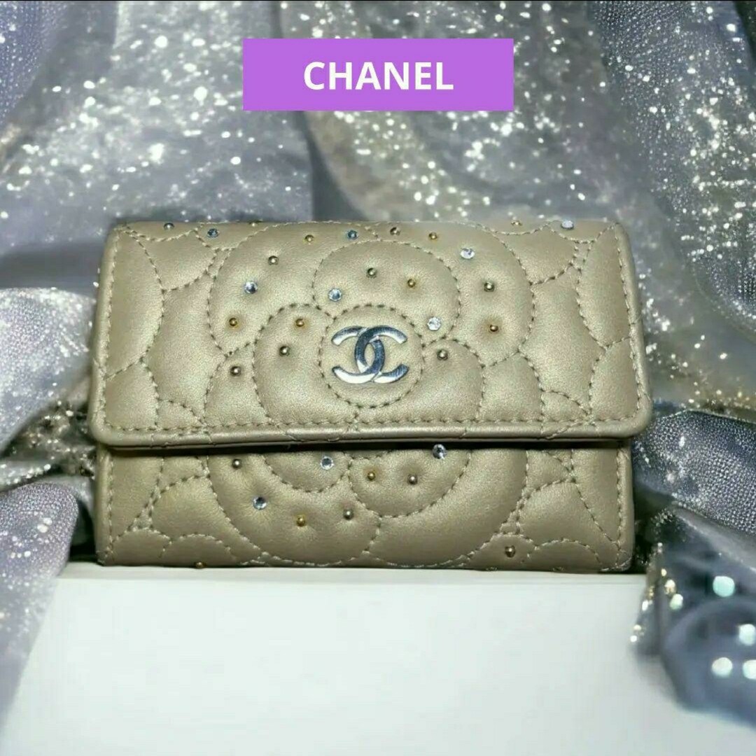 シャネル CHANEL❣️カメリア×ラインストーン❣️コイン カード ケース