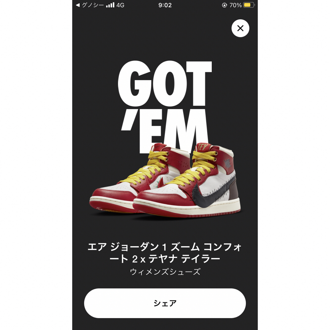 NIKE(ナイキ)のエア ジョーダン1ズームコンフォート テヤナ テイラー メンズの靴/シューズ(スニーカー)の商品写真