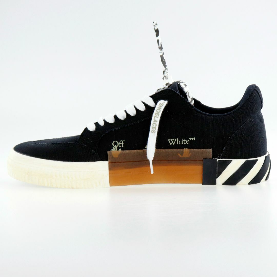 305センチワイズOFF-WHITE オフホワイト VULC LOW BLACK ローカットスニーカー ブラック