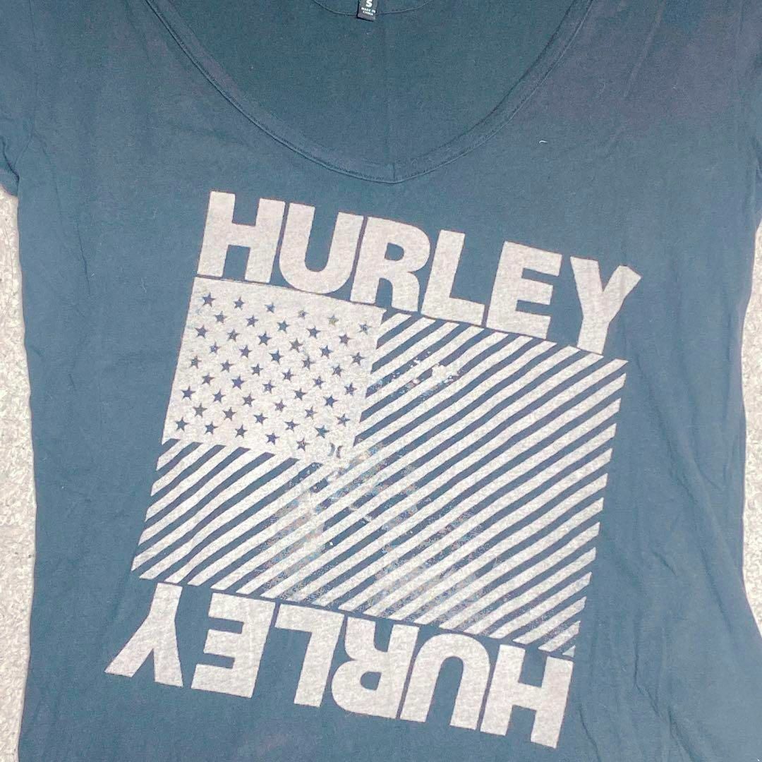 Hurley(ハーレー)の【ハーレー】プリントロングTシャツ 小さいサイズ コットン100 ブラック レディースのトップス(Tシャツ(半袖/袖なし))の商品写真