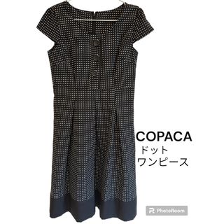 【美品】COPACA ドットワンピース　M(ひざ丈ワンピース)