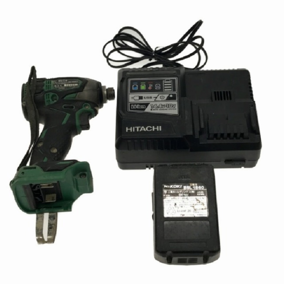 ☆品☆HITACHI 日立工機 18V コードレスインパクトドライバ WH18DDL2 6.0Ahバッテリー1個(BSL1860) 充電器(UC18YDL) 72988