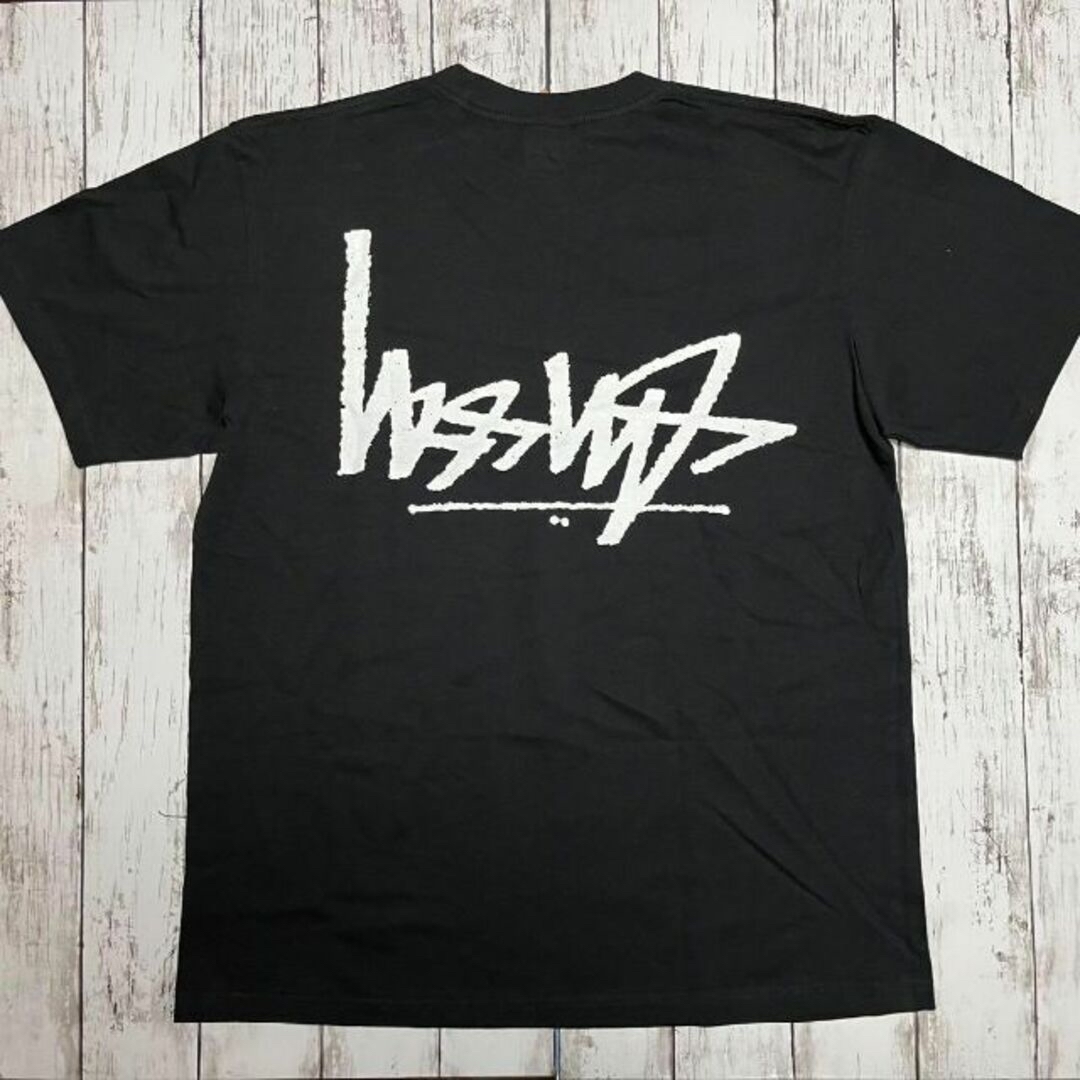 【新品】stussy Tシャツ　サイズM ブラック　逆ロゴ×2