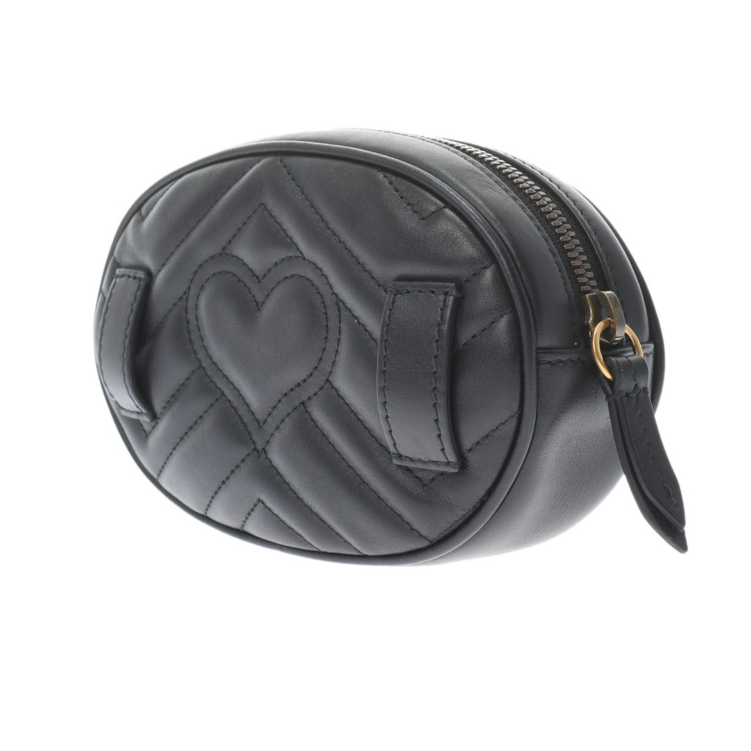 未使用品 グッチ GUCCI 476434 レディース ボディバッグ GGマーモント ブラック /ゴールド金具 レザー