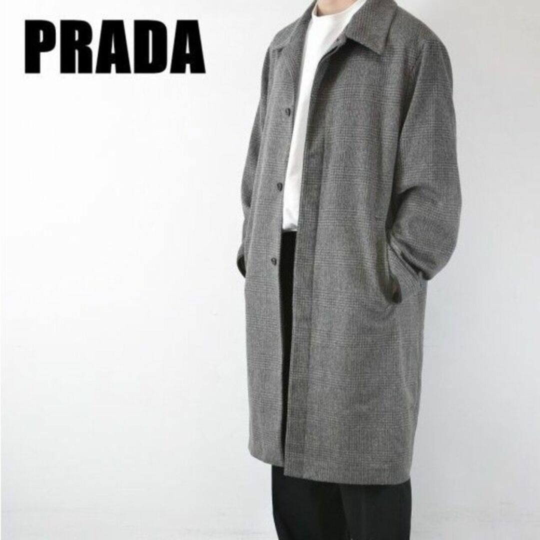 MN BO0010 超高級 美品 PRADA プラダ ヘリンボーン ロング