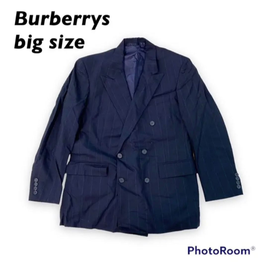 BURBERRY(バーバリー)のアメリカ製　バーバリーズ　テーラードジャケット　ダブル　ストライプ　黒色　裏地 メンズのジャケット/アウター(テーラードジャケット)の商品写真