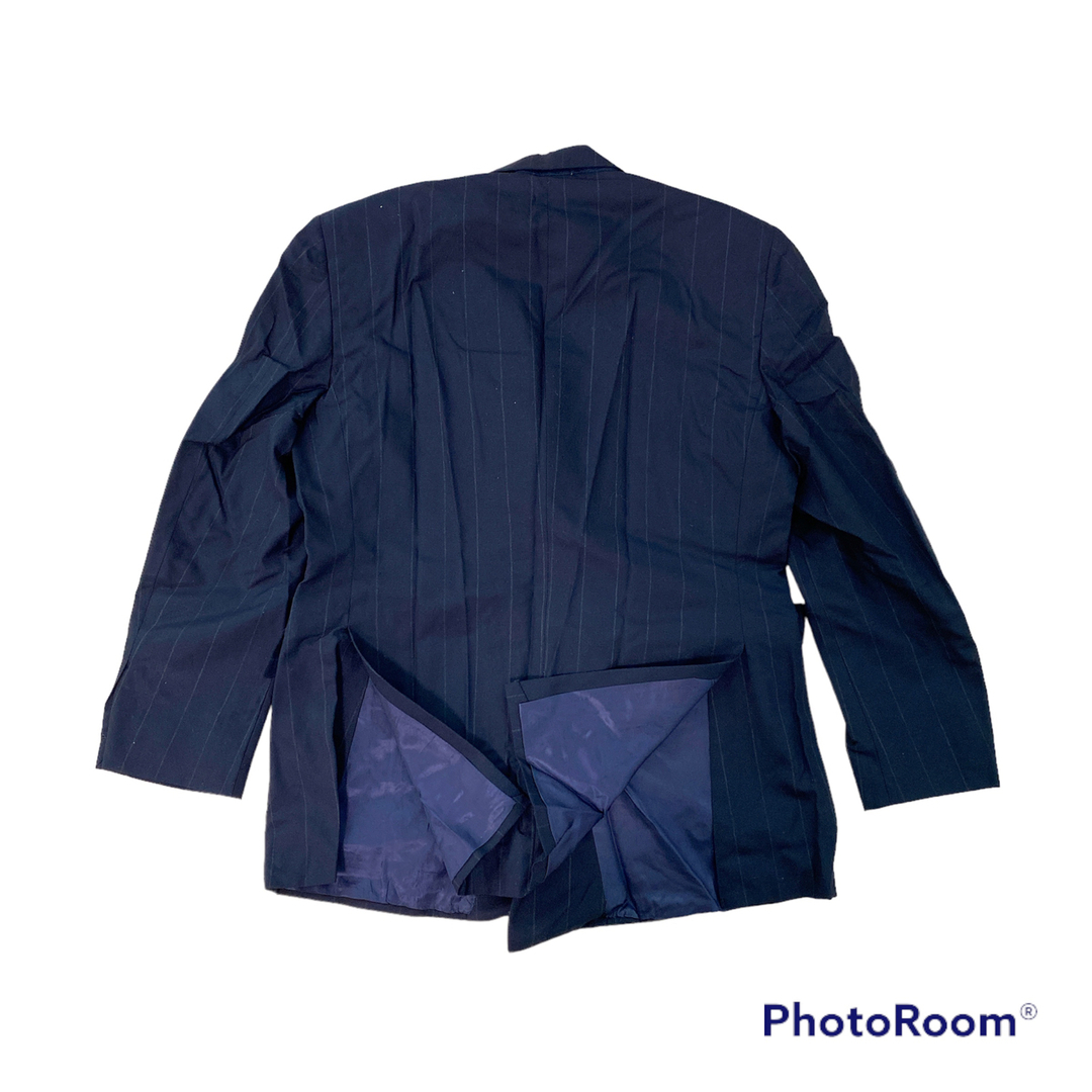 【未使用級】バーバリーロンドン スーツ ネイビー ストライプ 裏地ロゴ AB5
