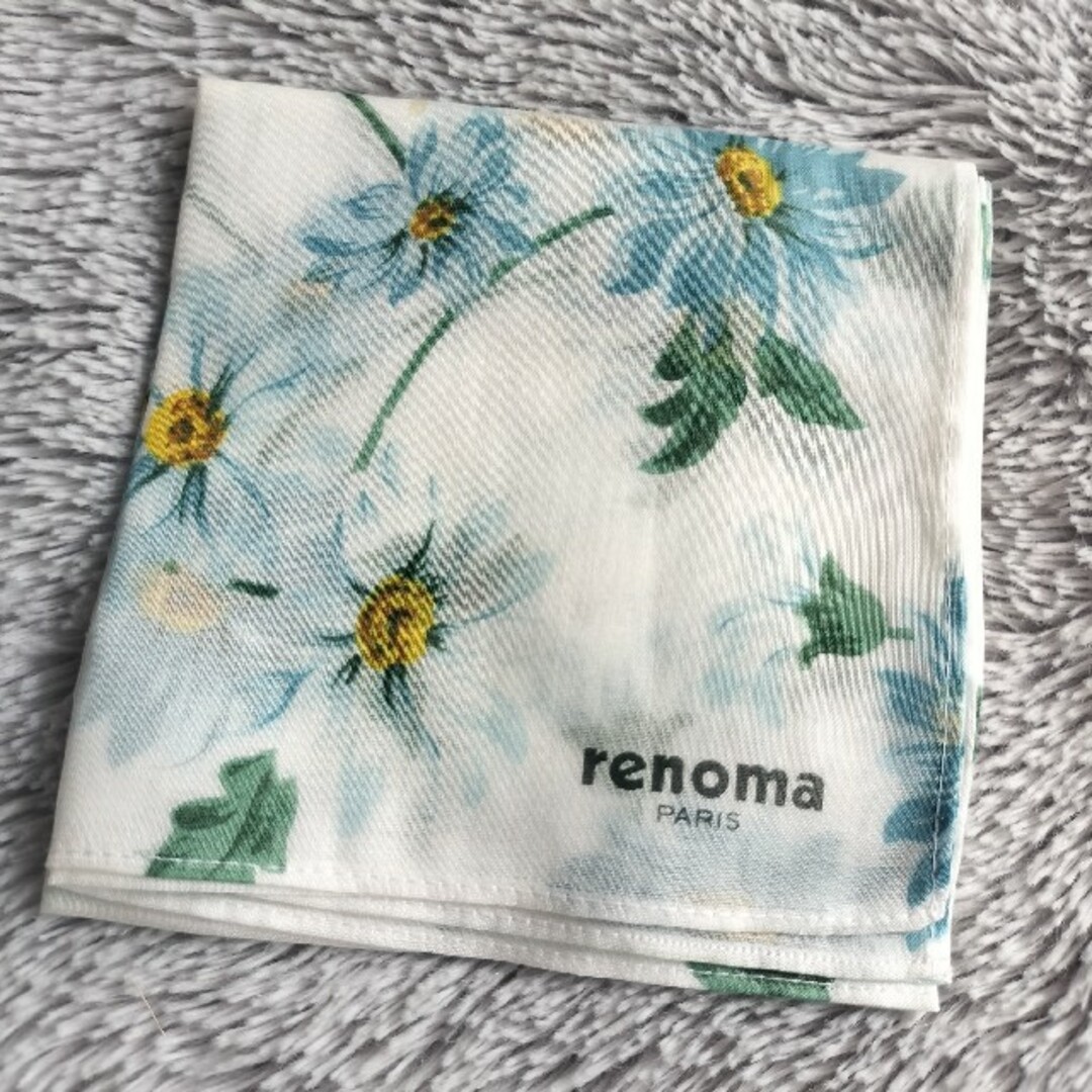 RENOMA(レノマ)のrenoma　レノマ　花柄　ハンカチ　ブルー レディースのファッション小物(ハンカチ)の商品写真