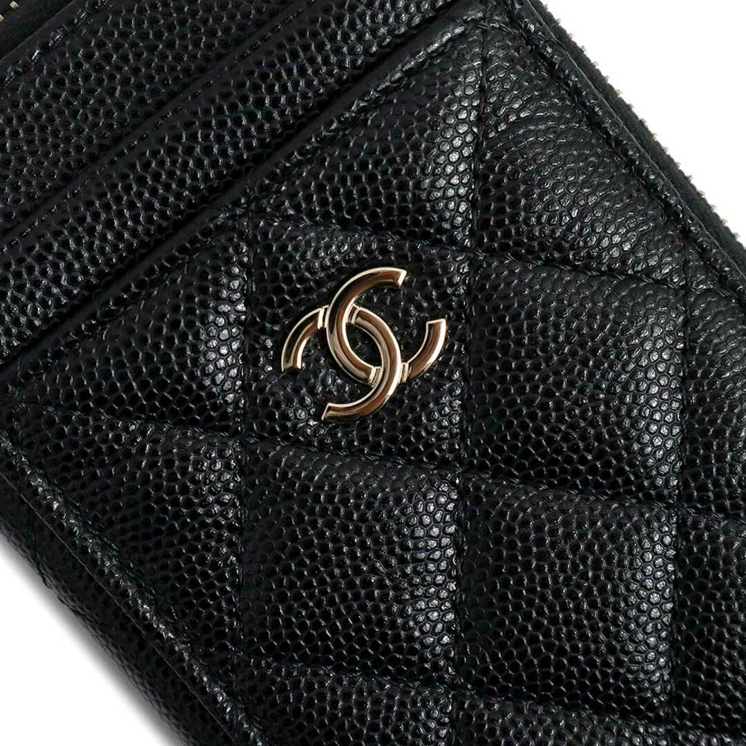 シャネル　CHANEL シェブロン　マトラッセ　コインケース　小銭入れ　ブラック