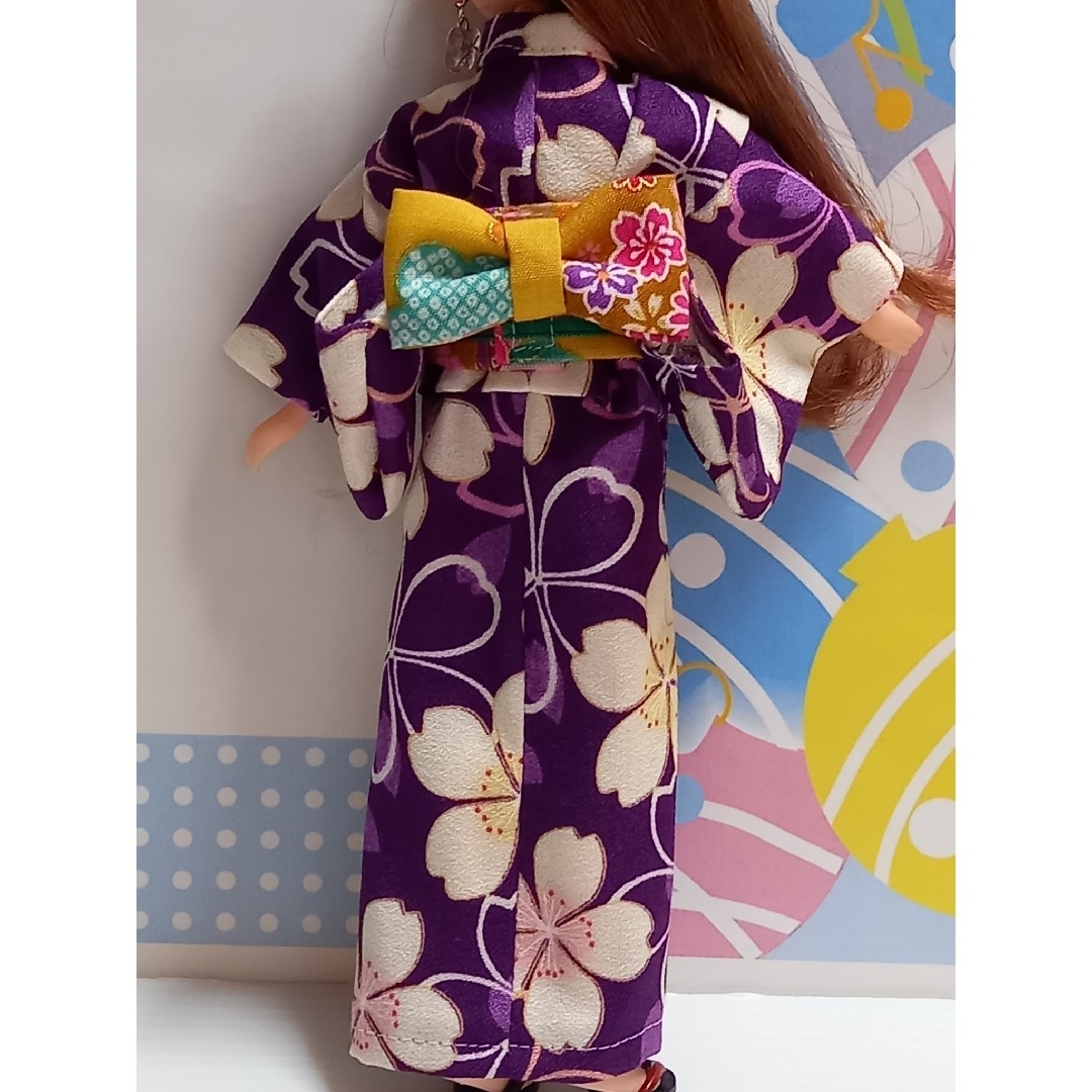 リカちゃん　ハンドメイド　はんなり浴衣　紫桜 ハンドメイドのぬいぐるみ/人形(その他)の商品写真
