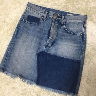 マウジー(moussy)のmoussy 美品 パッチワーク デニムスカート(ミニスカート)