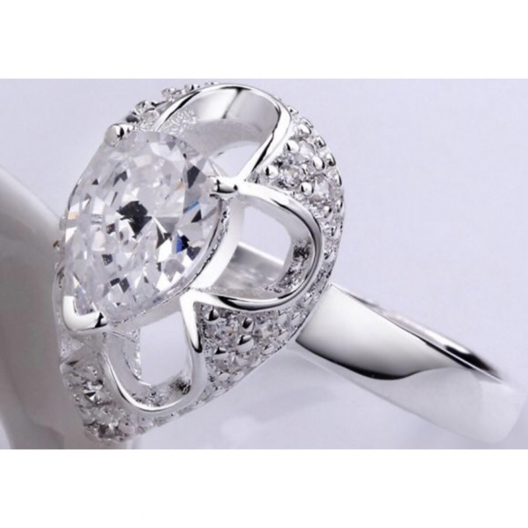 109●silver925 豪華 大粒 CZダイヤモンドリング 指輪 16号 レディースのアクセサリー(リング(指輪))の商品写真
