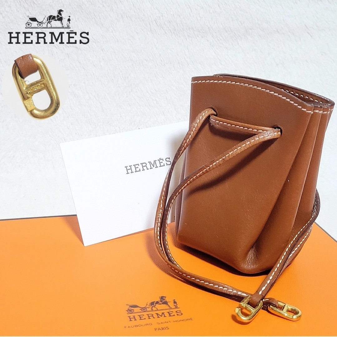 HERMES エルメス ヴェスパポーチ ミニポーチ レザー ブラウン