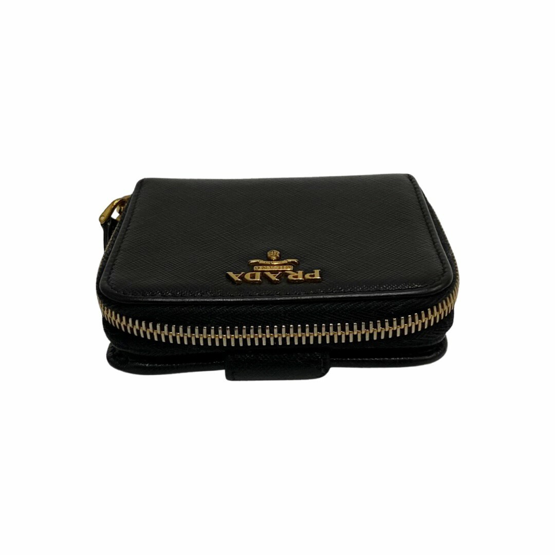極美品 PRADAプラダ 2つ折り財布 ジップウォレット サフィアーノ