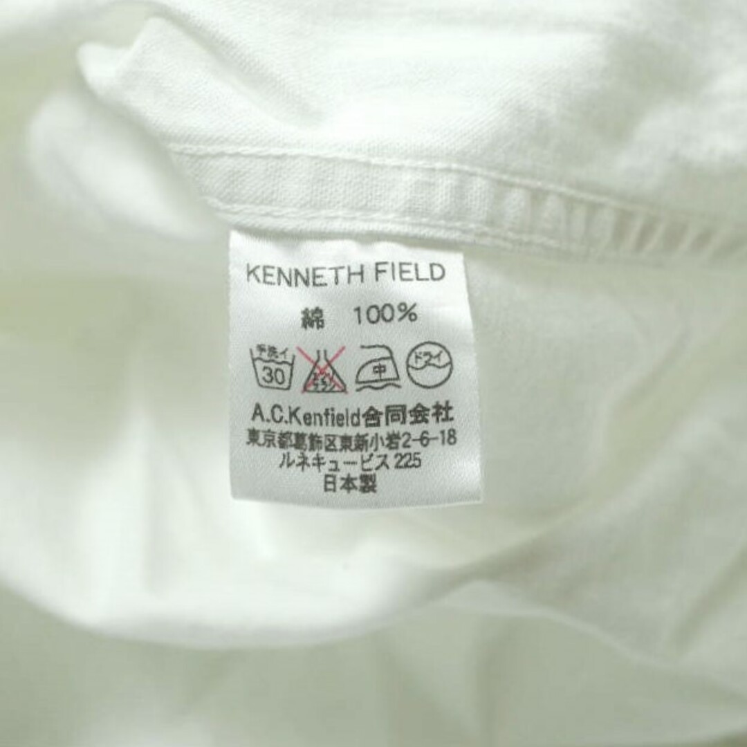 KENNETH FIELD ケネスフィールド 日本製 バンドカラーピンタックシャツ XS ホワイト 長袖 ノーカラー トップス【KENNETH FIELD】