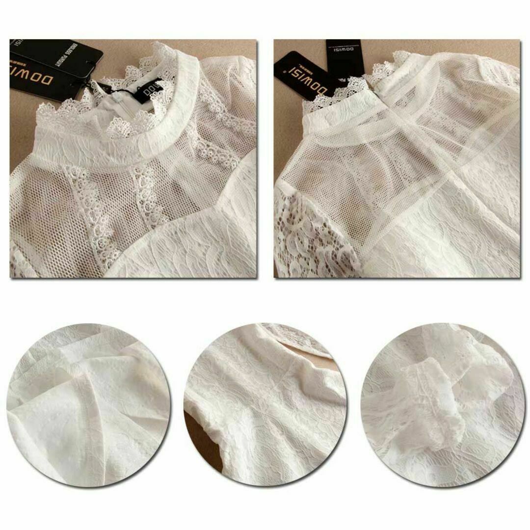 ドレス/1色/Lサイズ/レース ワンピース 長袖ワンピース レディース きれいブラックホワイト素材