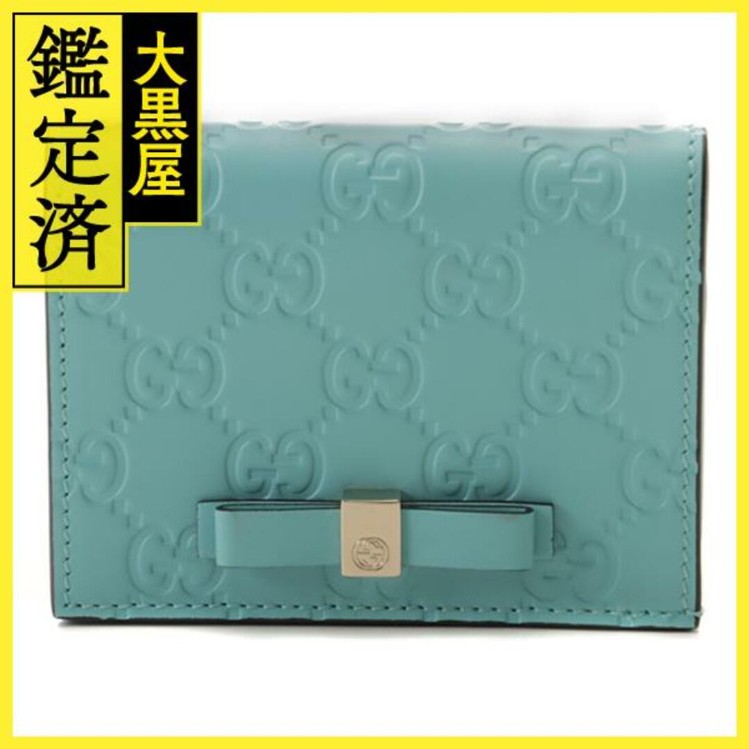 Gucci - GUCCI グッチ グッチシマ 二つ折り財布 ライトブルー レザー