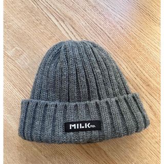 ミルクフェド(MILKFED.)の[美品] MILKFED. LOGO CABLE KNIT CAP(ニット帽/ビーニー)