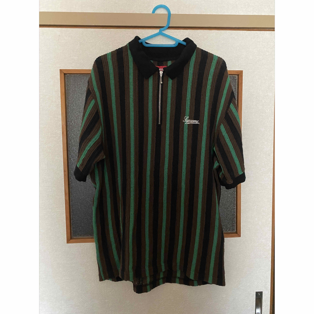 Supreme Open Knit Stripe Zip Polo M Supreme Open Knit Stripe Zip Polo M