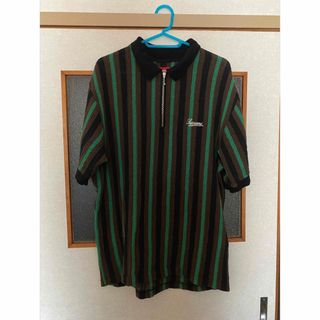 Supreme Open Knit Stripe Zip Polo M(ポロシャツ)