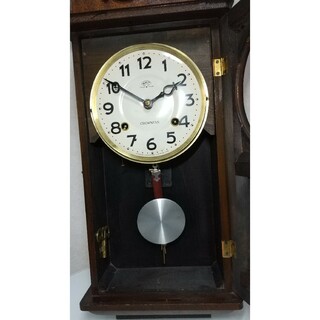 【希少】アンティーク CROWNFAN 古時計 振子時計 ゼンマイ式柱時計