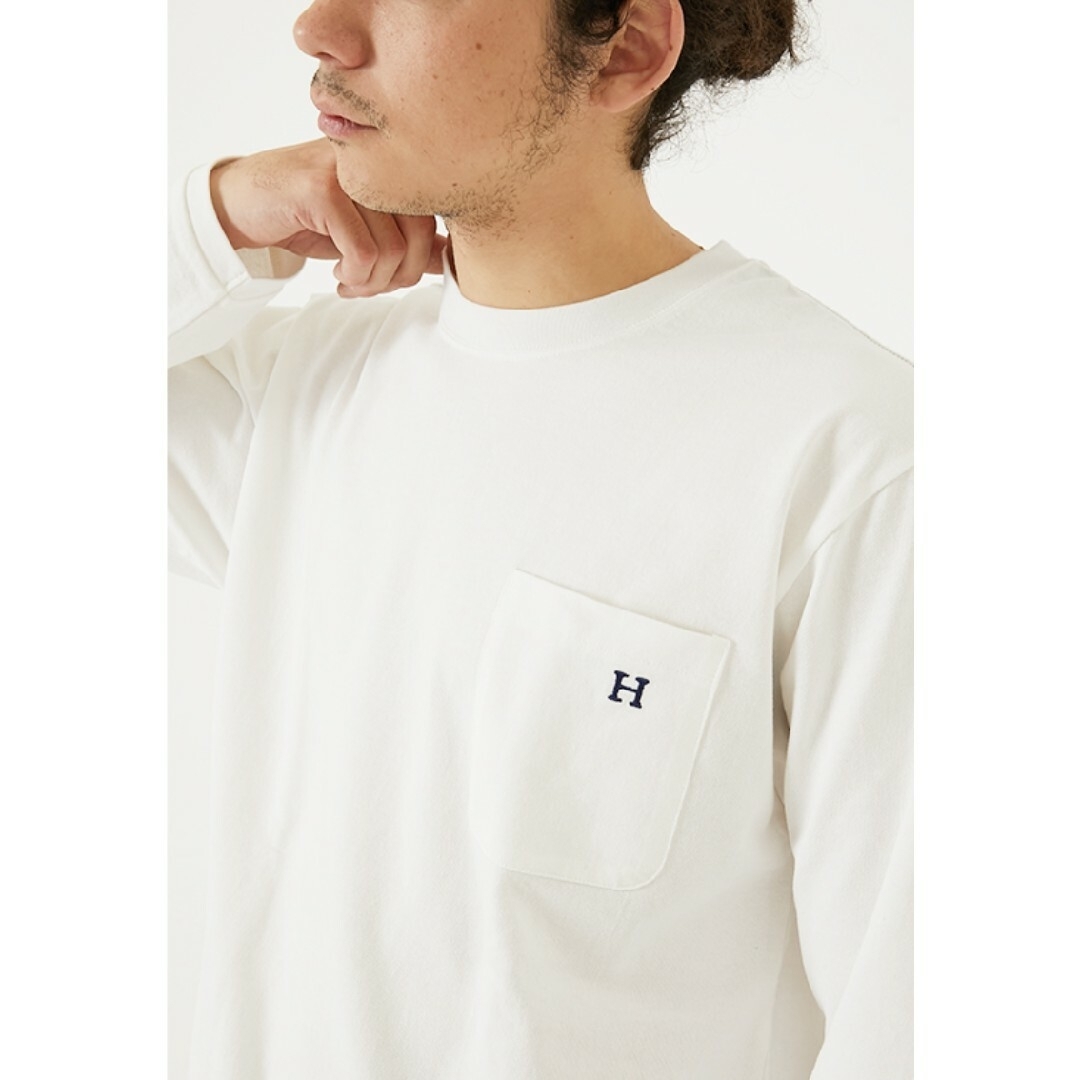 HOLLYWOOD RANCH MARKET(ハリウッドランチマーケット)のハリラン ロンT コットン 長袖Tシャツ オフホワイト 日本製HRMクルーネック メンズのトップス(Tシャツ/カットソー(七分/長袖))の商品写真