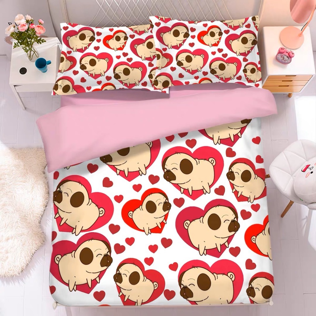 ワイドダブル ベッド用品4点セット .寝具 枕カバー掛け布団カバー