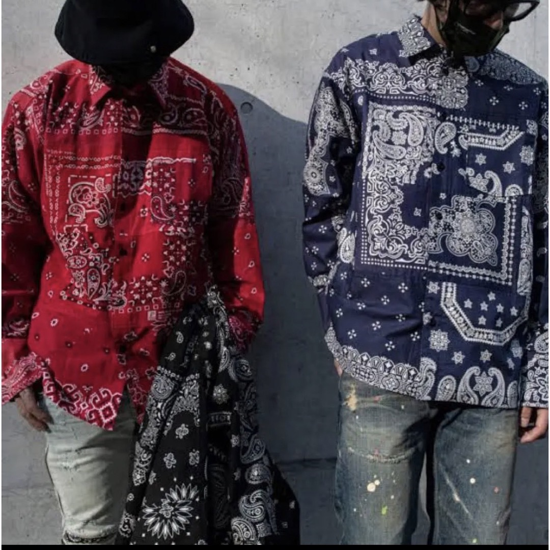 MIYAGIHIDETAKA バンダナシャツ レッド サイズ:Free | www.gamescaxas.com
