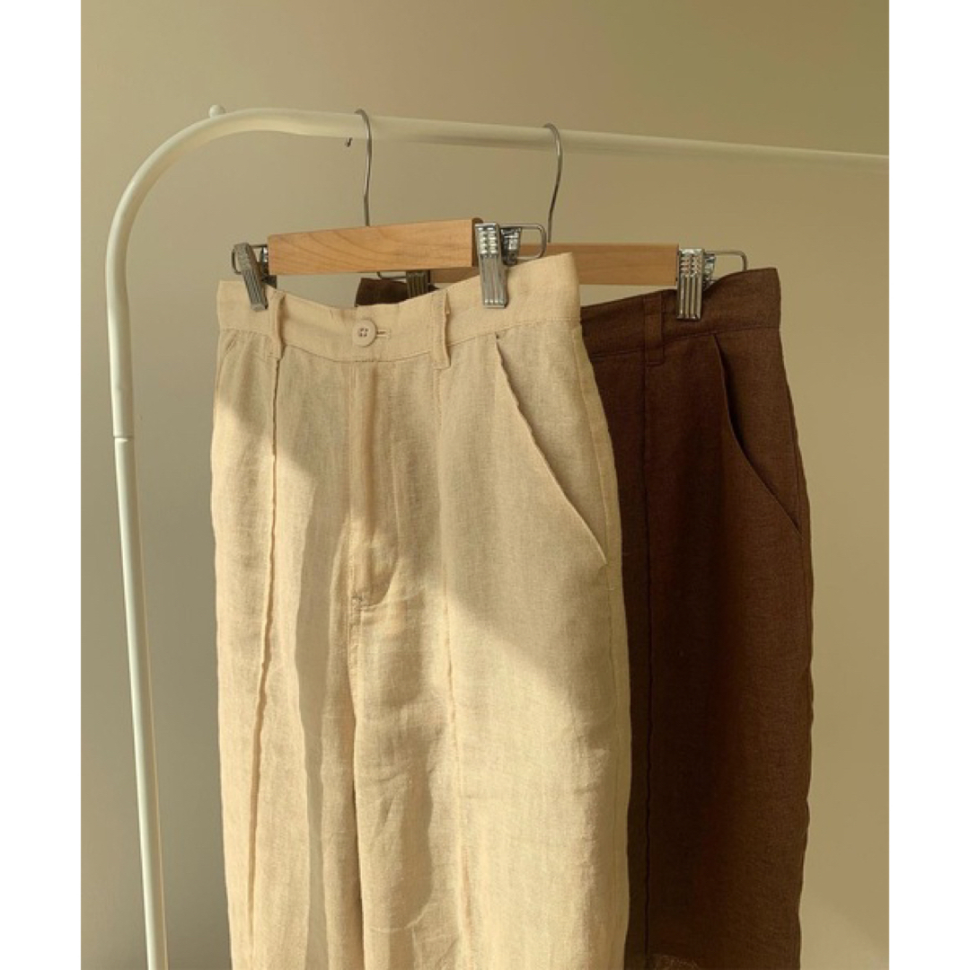lawgy(ラウジー)のseethrough linen pants Amiur シースルーリネンパンツ レディースのパンツ(カジュアルパンツ)の商品写真