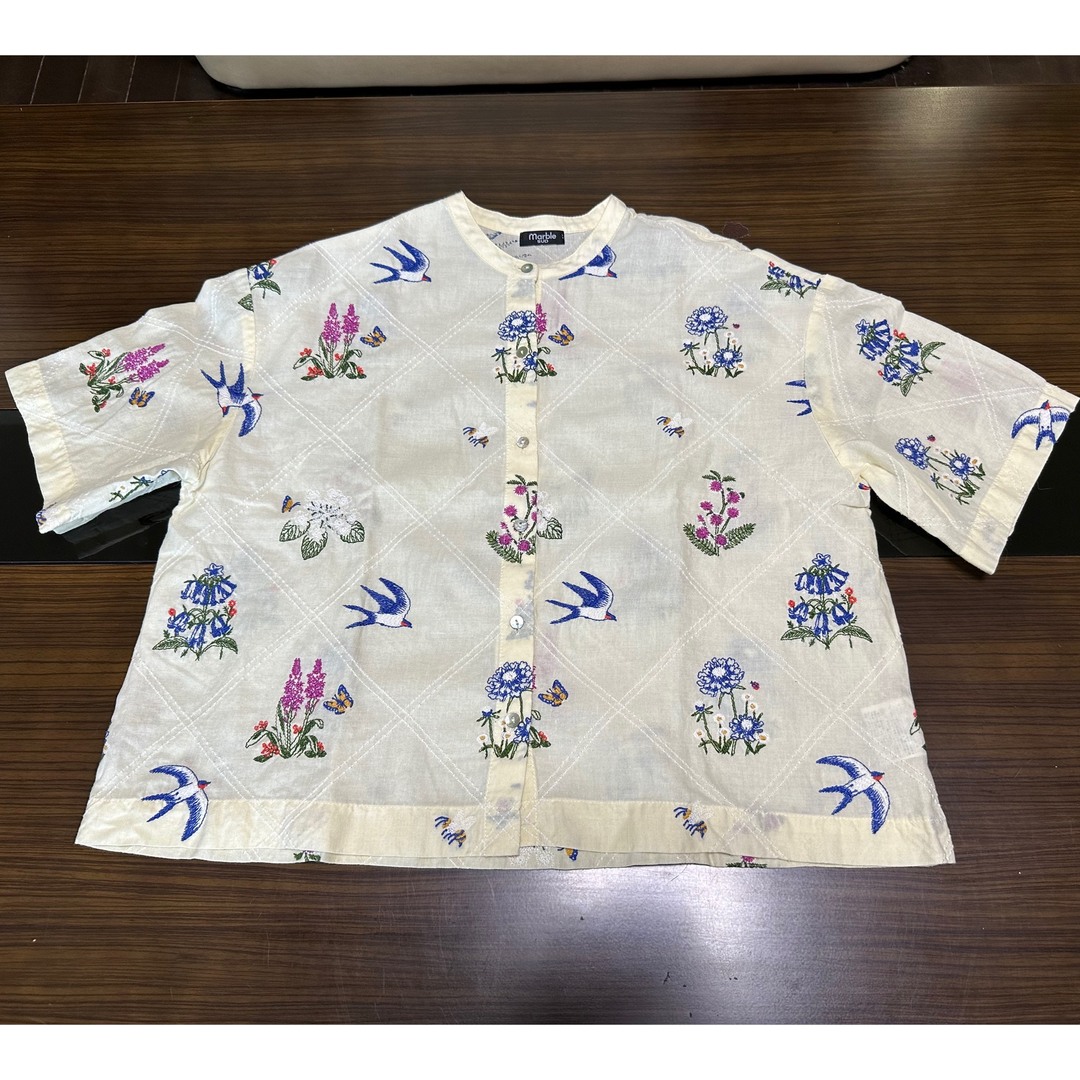 美品 マーブルシュッド marble sud 花 鳥 刺繍 シャツ ブラウス 美品 マーブルシュッド marble sud 花 鳥 刺繍 シャツ ブラウス