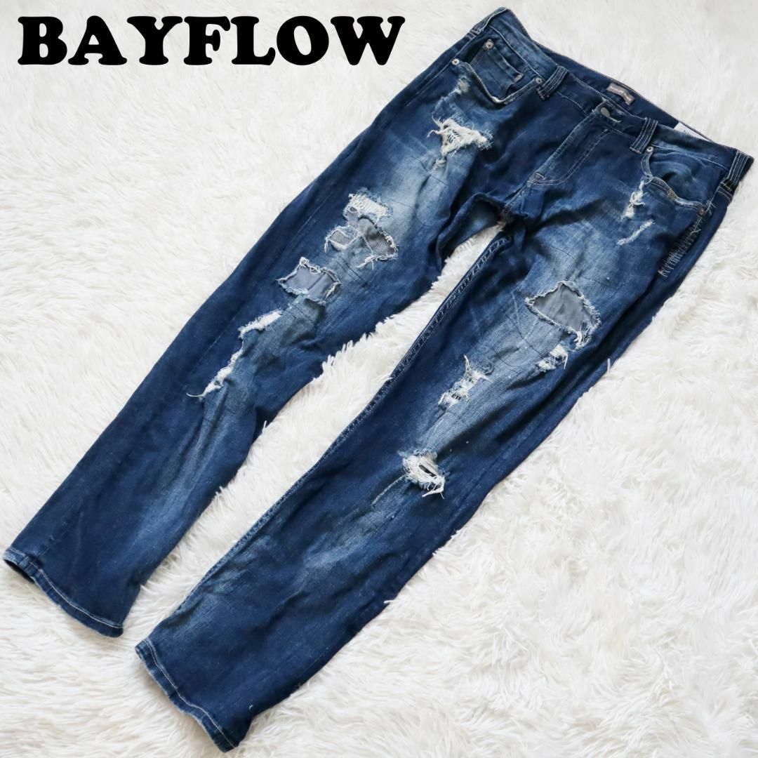 ベイフロー/BAYFLOW テーパードデニムパンツ ダメージ加工 ストレッチ
