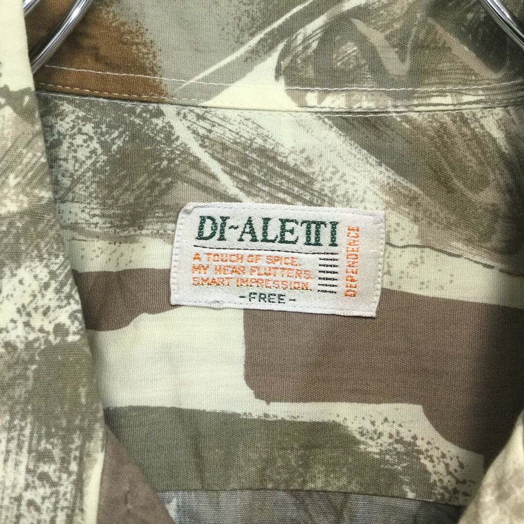 DI-ALETTI 総柄 半袖シャツ  アート柄 オープンカラー XL相当