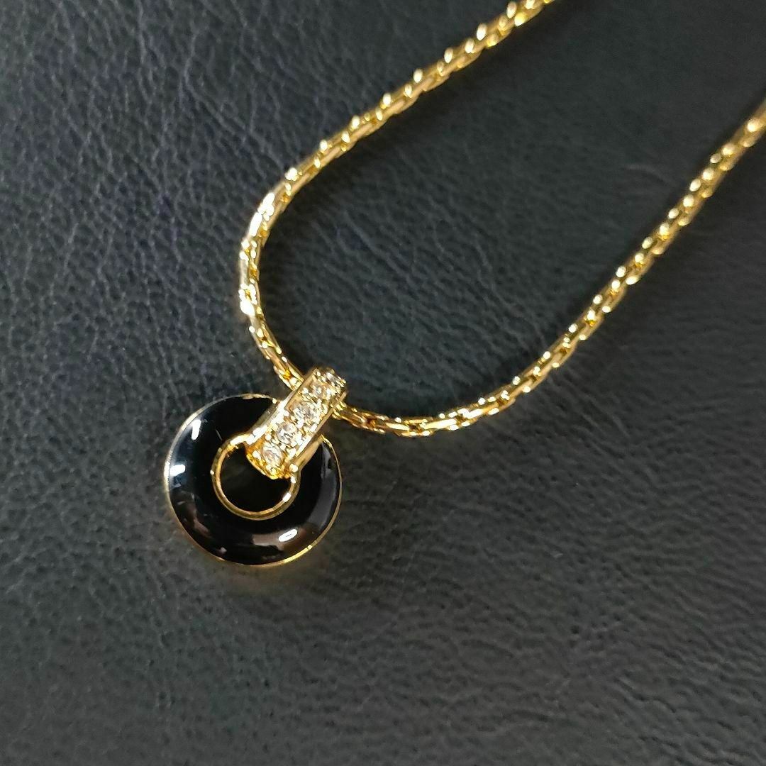 【極美品】Dior　ディオール　ネックレス　ブラック　ゴールド　サークル　ロゴ