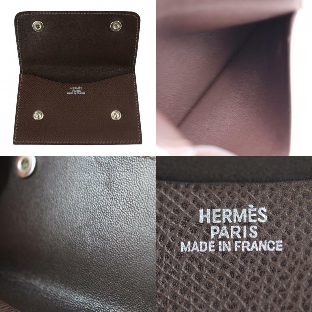 HERMES エルメス セリエ  カードケース  ヴォーエプソン   ダークブラウン シルバー金具  名刺入れ □I刻印 【本物保証】