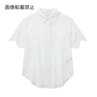💍6月新作🦋11506◇white カットレース シャツ ブラウス(シャツ/ブラウス(半袖/袖なし))