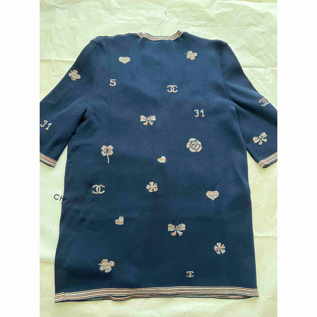 売上超安い 新品未使用CHANELコットントップスTシャツ紺40麻混ココ
