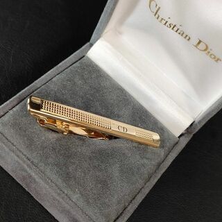 【良品】Dior　ディオール　タイピン　ゴールド　CDロゴ　ボーダー　ストライプ