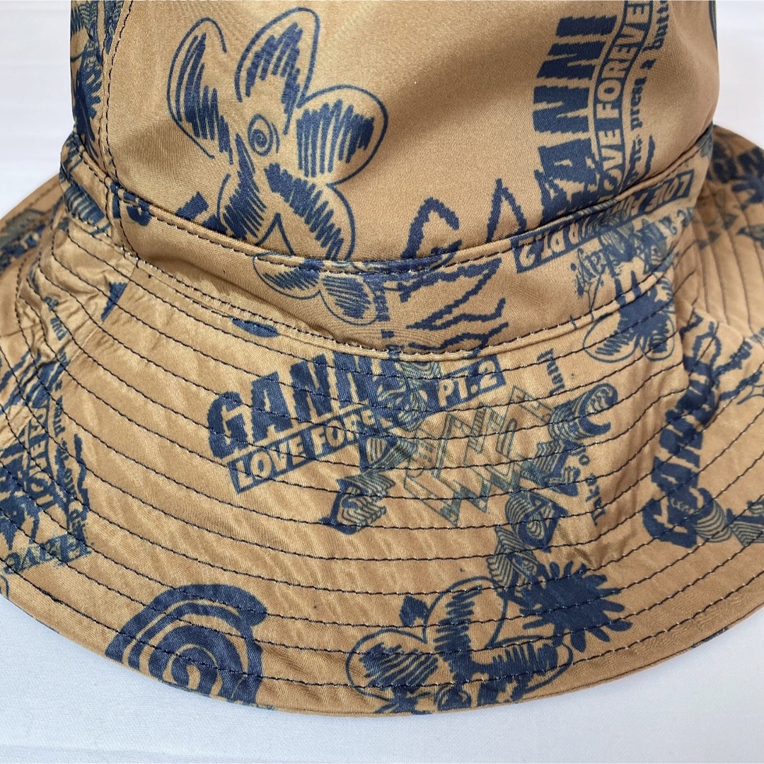 GANNI ガニー ロゴ入り グリーン バケットハット バケハ - 通販