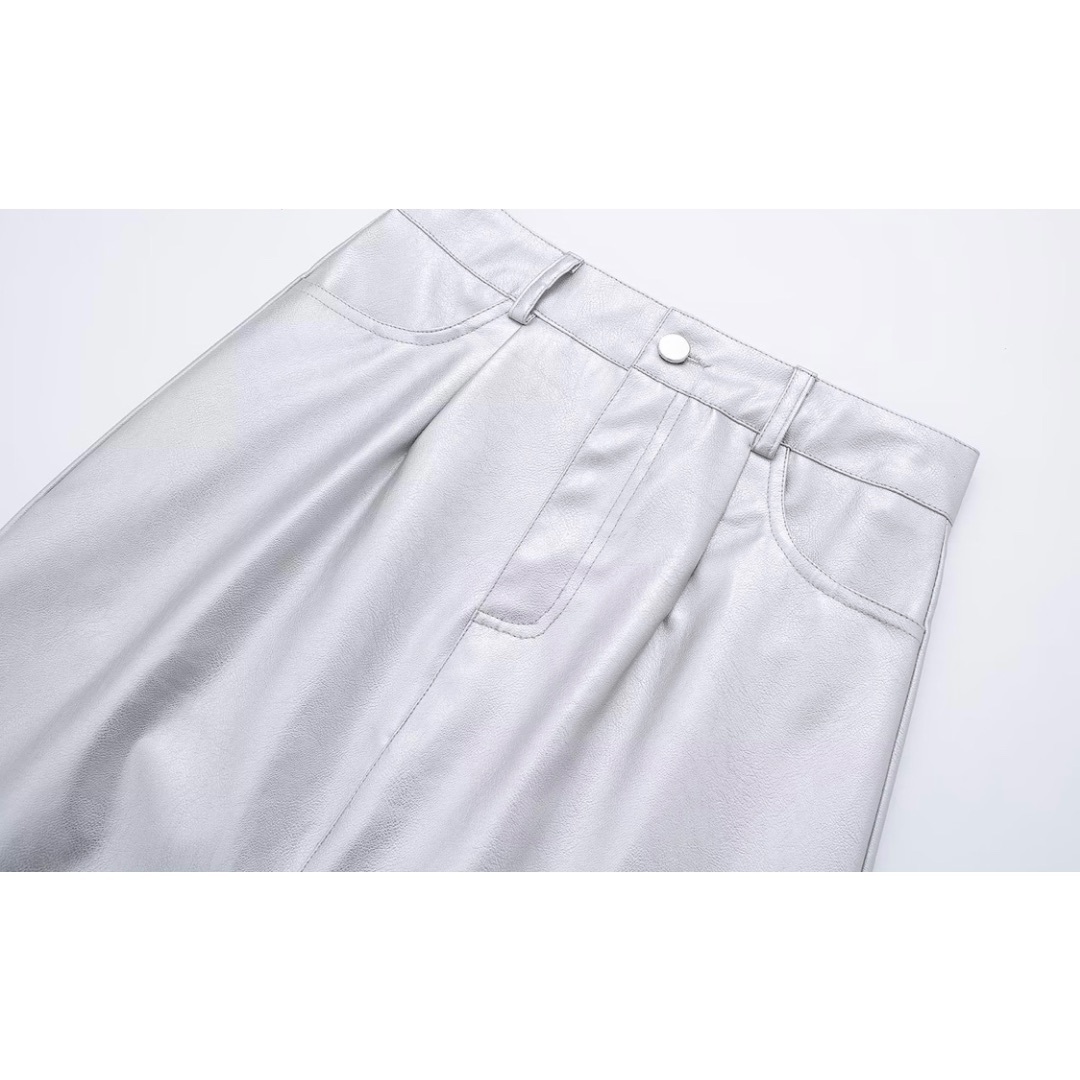 💍6月新作🦋11512◇シルバー メタル タイトスカート レディースのスカート(ひざ丈スカート)の商品写真