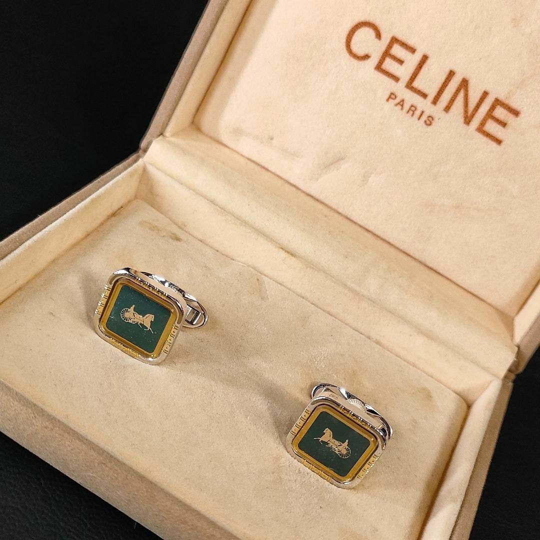 【極美品】Celineセリーヌ　タイピン　タイタック　ゴールドシルバー　スクエア