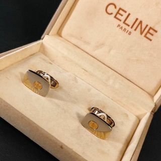 セリーヌ(celine)の【極美品】Celine　セリーヌ　カフス　マカダム　シルバー　ゴールドストライプ(カフリンクス)