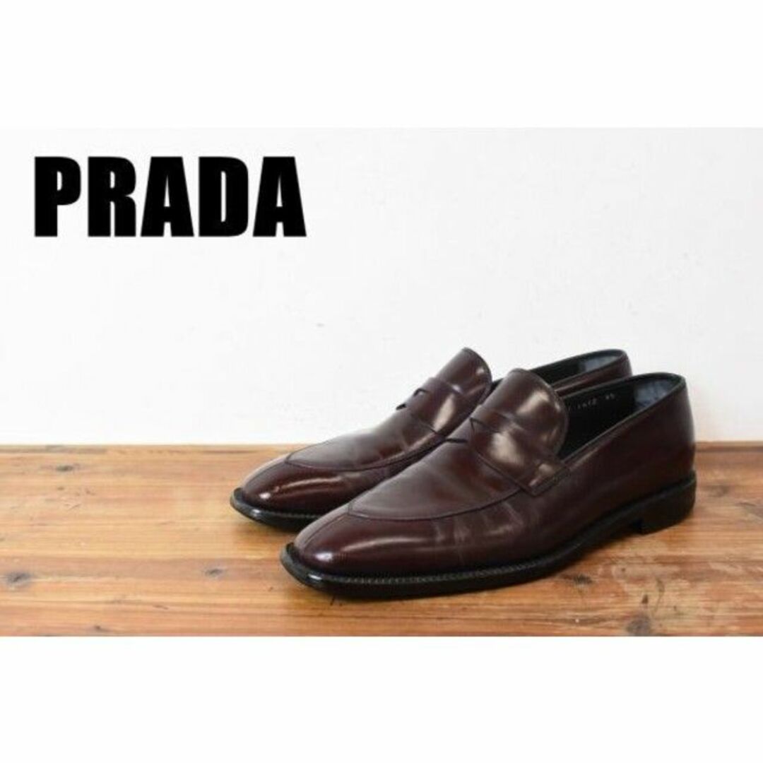 MN BQ0012 高級 PRADA プラダ ガラスレザー コインローファー