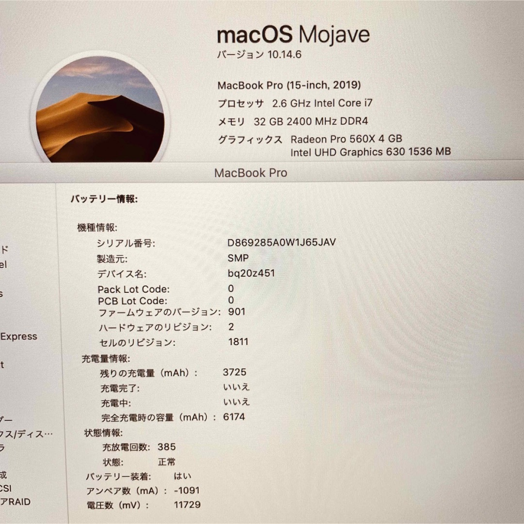 Mac (Apple) - MacBook pro 15インチ 2019 メモリ32GB 上位GPU!の通販