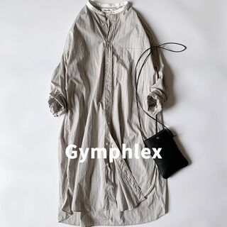 ジムフレックス(GYMPHLEX)の美品 ジムフレックス バンドカラーシャツワンピース 14 ストライプ 21SS(ロングワンピース/マキシワンピース)
