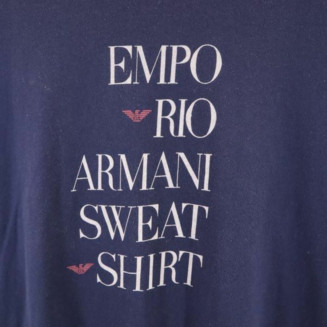 エンポリオアルマーニ 日本製 プリント 半袖 Tシャツ F ネイビー系 Emporio Armani ロゴ メンズ 【中古】 【230617】  メール便可